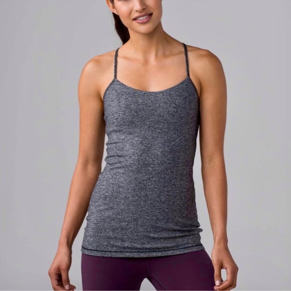 lululemon power pose tank top in heathered gray